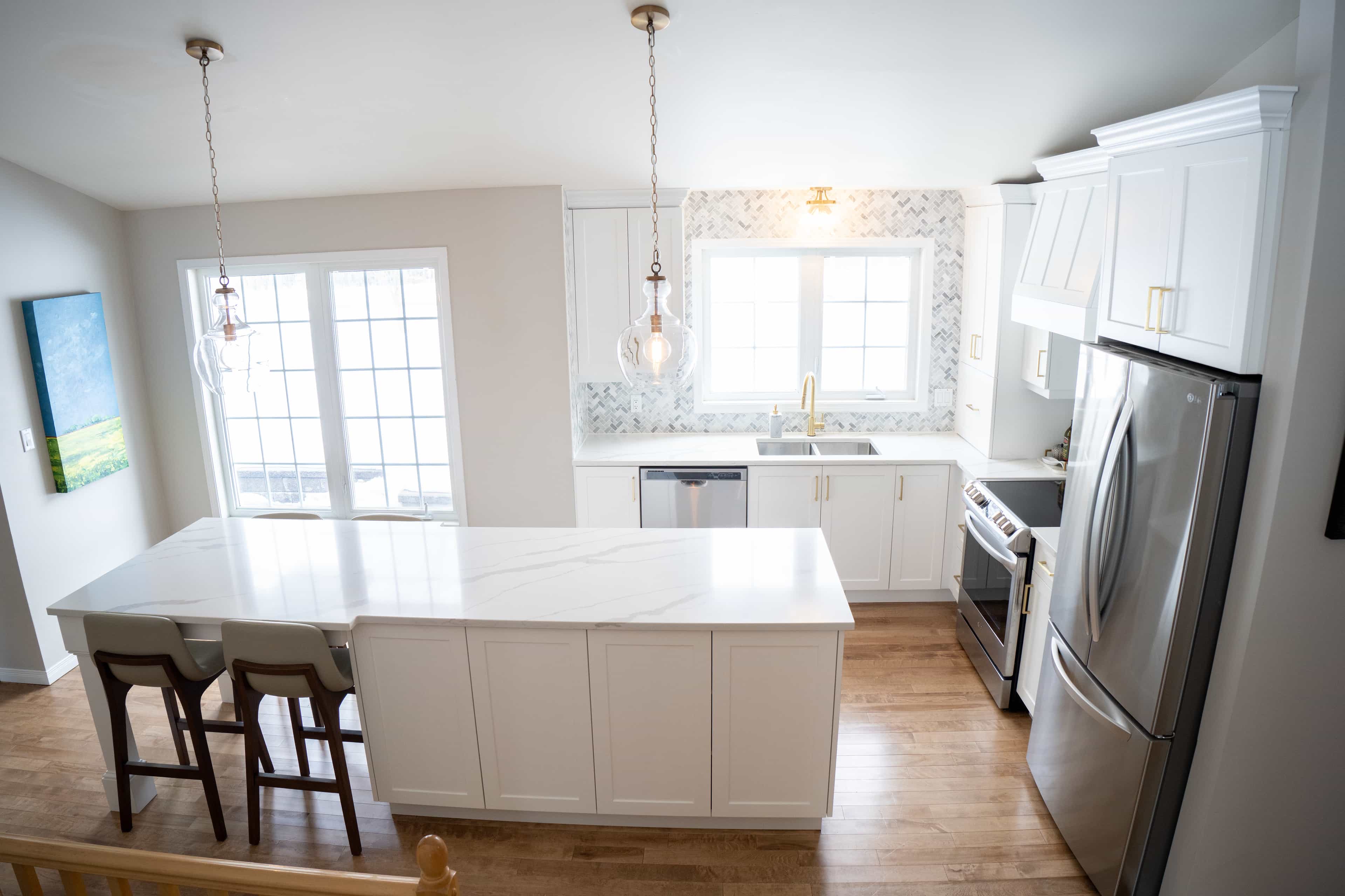 Blue bathroom cabinets
